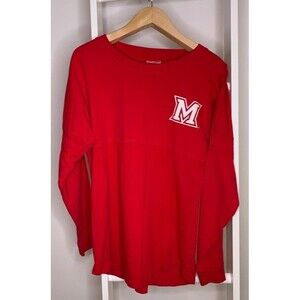 Miami University Ohio RedHawks Knit Shirt Mens S Red Lg Slv Heavyweight Athletic